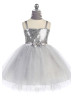 Tutu Sequin Knee Length Flower Girl Dress With Bow